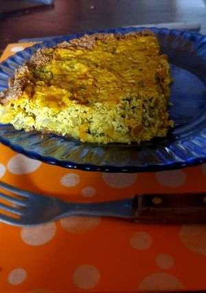 Una foto de Tarta de masa integral con zapallito y ricotta