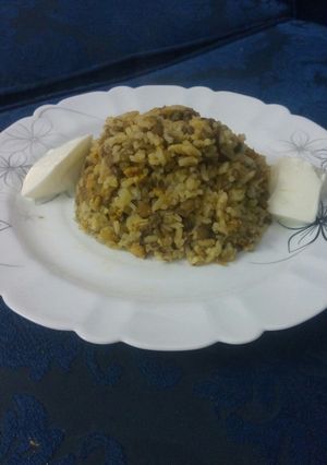 عکسی از دستور عدس پلو با سویا