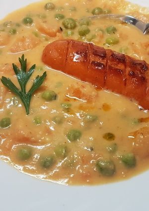 Finomfőzelék sült kolbásszal recept fotója