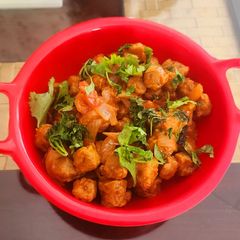 A picture of Soya chunks fry.