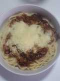 Espagueti con salsa de lomo de cerdo