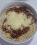 Espagueti con salsa de lomo de cerdo