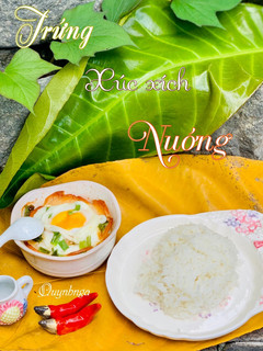 Hình của món Trứng xúc xích nướng.