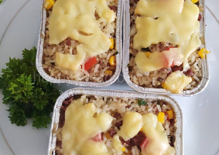 Resep masakan Nasi Panggang Daging Cincang &amp; Jagung Manis | Langkah Membuat Nasi Panggang Daging Cincang &amp; Jagung Manis Yang Mudah Dan Praktis