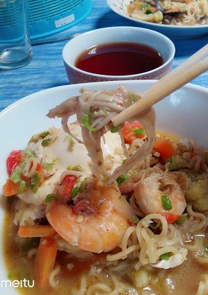 Foto resep Spicy Noodle With Enoki and Shrimp