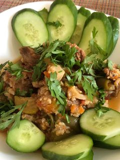 Фото ПП тушенное мясо с овощами.