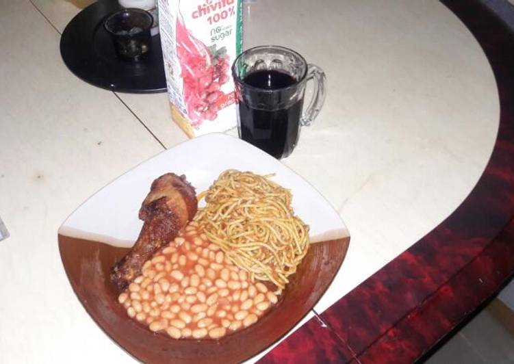 Simple Way to Make Ultimate Spaghetti jollof with Baked Beans on the side