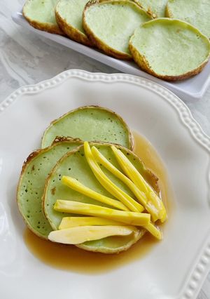 Foto resep Serabi Pandan Saus Kinca Nangka