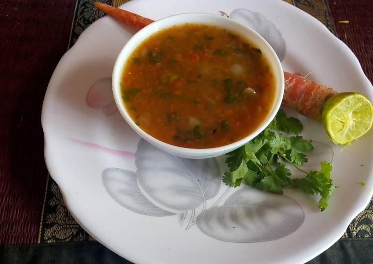 Carrot coriander  leaves soup