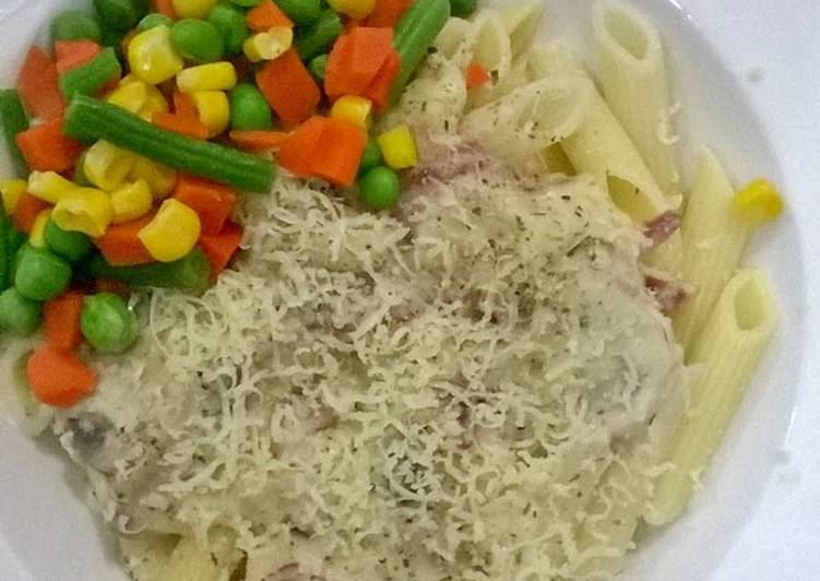 Resep Penne Carbonara Tanpa Krim Kental  oleh amieamee 