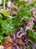 Ensalada de rúcula, tomate y cebolla