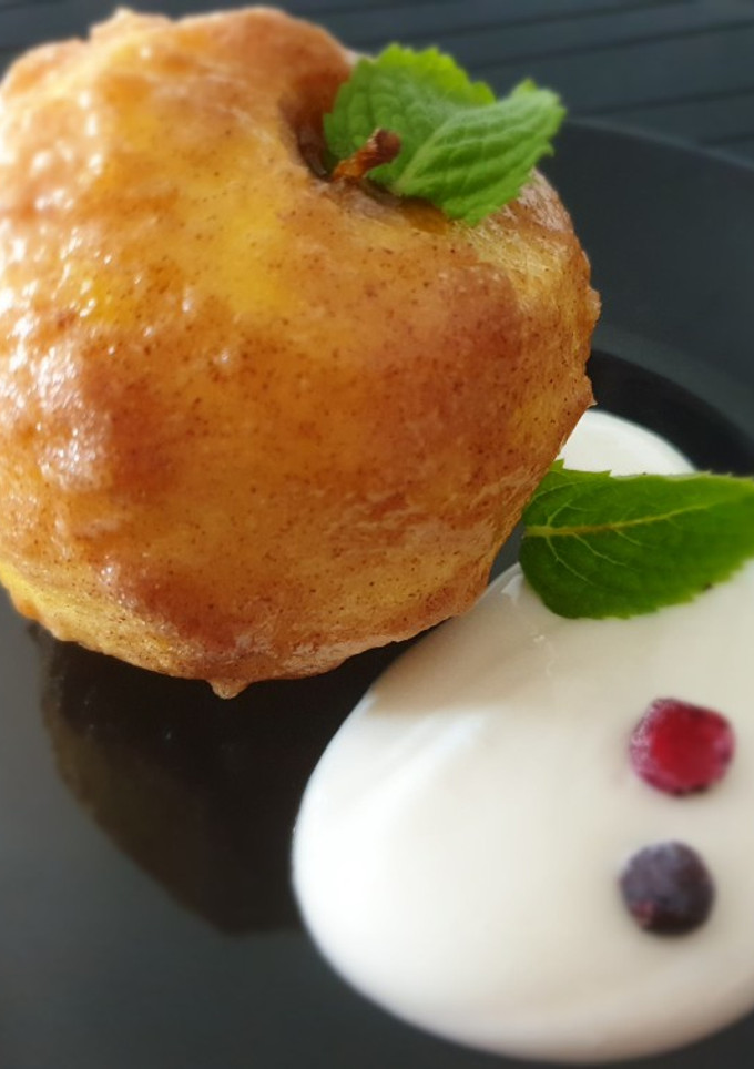 Una foto de Manzanas al horno con yogurt