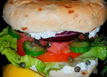 Ready to Serve Mikes Smoked Salmon On Onion Bagles Delicious