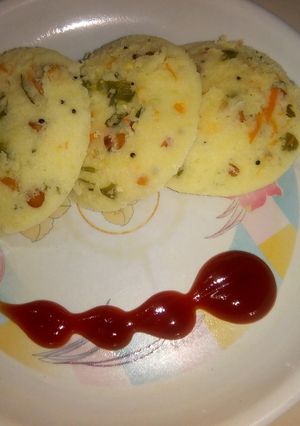 A picture of Veggi moong dal idli.