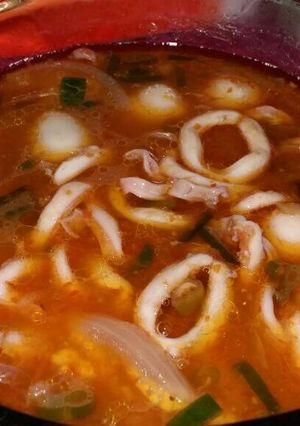Foto resep Cumi telur puyuh kuah pedas