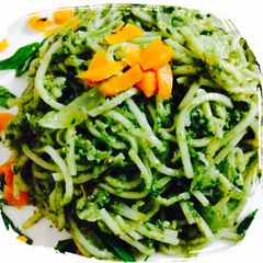 A picture of Spinach pesto pasta.