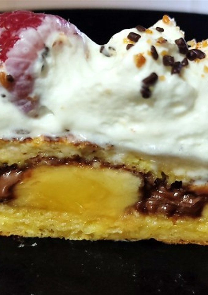 Una foto de Tostada francesa de plátano y chocolate