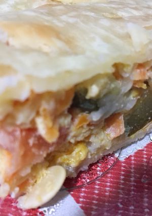 Una foto de Tarta de zapallito y tomate