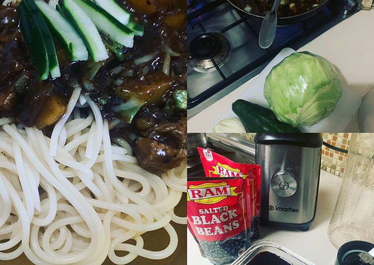 Steps to Prepare Homemade Jajangmyeon - Black Bean Pasta My Versión