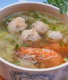 canh tôm bắp cải
