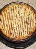 Pastel de carne con puré de papas rústico