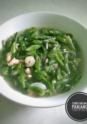 Foto resep Tumis kacang panjang campur udang