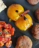 Mini burgers veganas de alubias con duraznos marinados (🌱)