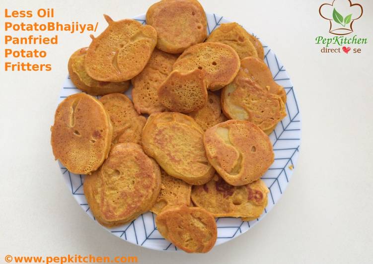 Recipe of Any-night-of-the-week Less Oil Potato Bhajiya/ Pan fried Potato Fritters