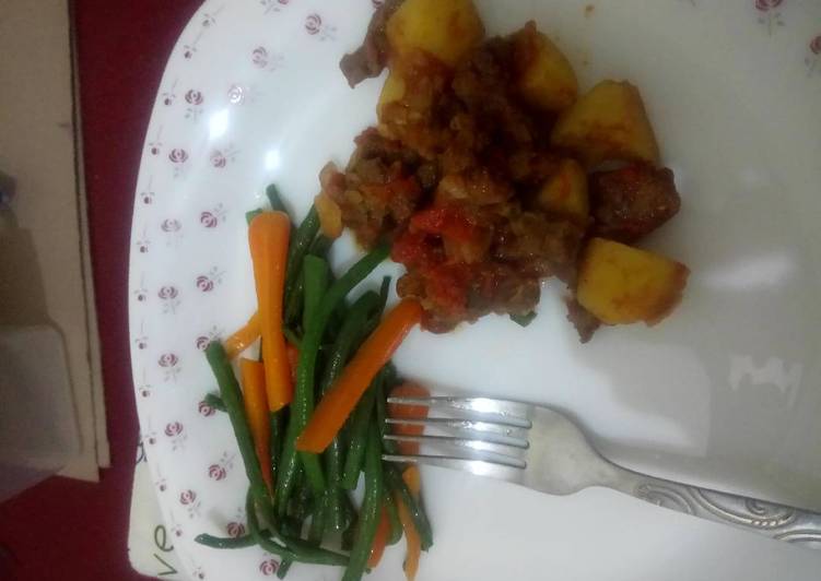 Recipe of Homemade Stir fry vegetables and goat meat