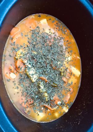 A picture of Slowed cooked Chana Daal with carrots and potatoes.