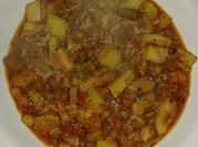 Una foto de mondongo con arroz y papa