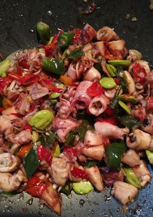 Foto resep Cumi Asin Pete Saus Tiram