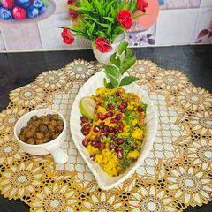 A picture of Batata poha with chana masala.