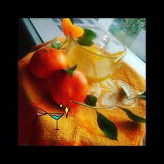 A picture of Orange turmeric and ginger immunity booster detox drink.