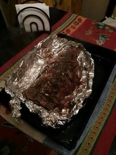 Una foto de Colita de cuadril con puré de papa y zapallo