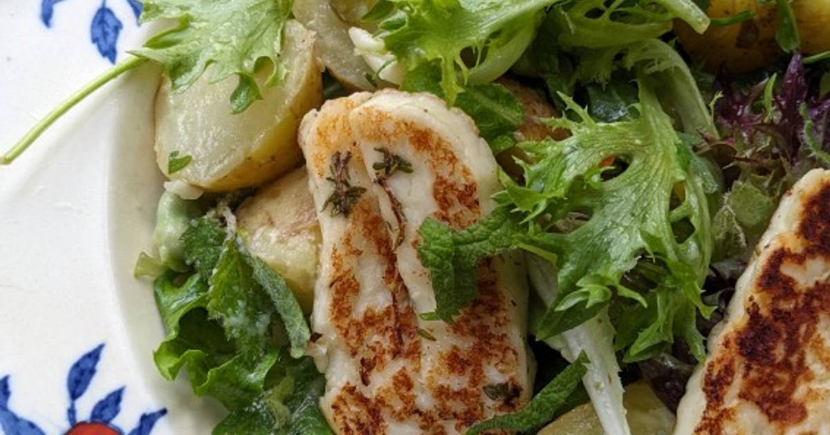 Broad bean, halloumi + new potato salad Recipe by Malou Herkes Cookpad