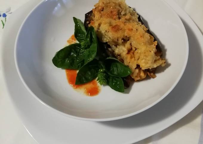 Come a Fai  Ultimate Barchette di melanzane con risotto ai funghi porcini