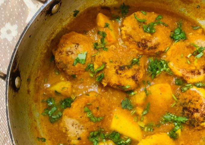 Nadia Bara Tarkari (Coconut dumplings curry) recipe main photo
