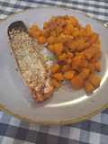 Salmón con guarnición de calabaza