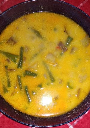 Foto resep Sayur kacang, terong ungu, bumbu kuning ebi