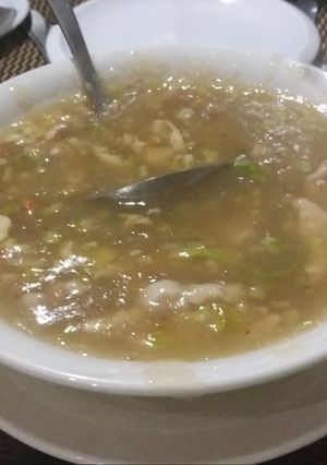 A picture of Chicken corn soup.
