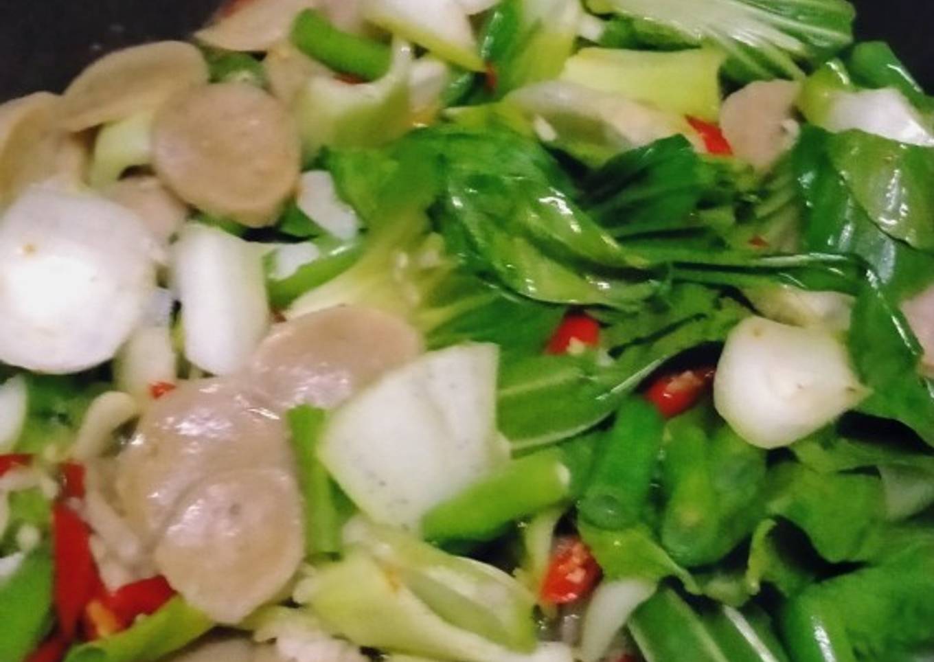 159) tumis pokcoy with buncis & bakso(PBB)