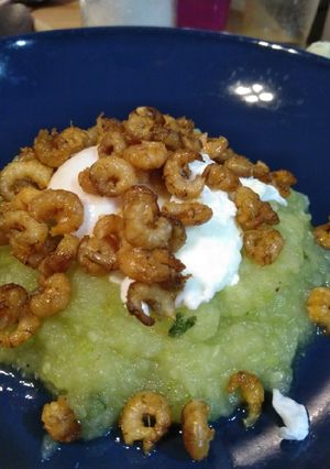 Une photo de TOATJESPAP, purée aux crevettes grises