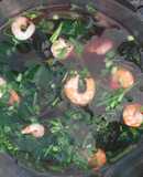 Canh rau dền, mồng tơi nấu tôm