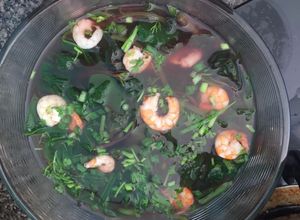 Hình của món Canh rau dền, mồng tơi nấu tôm.