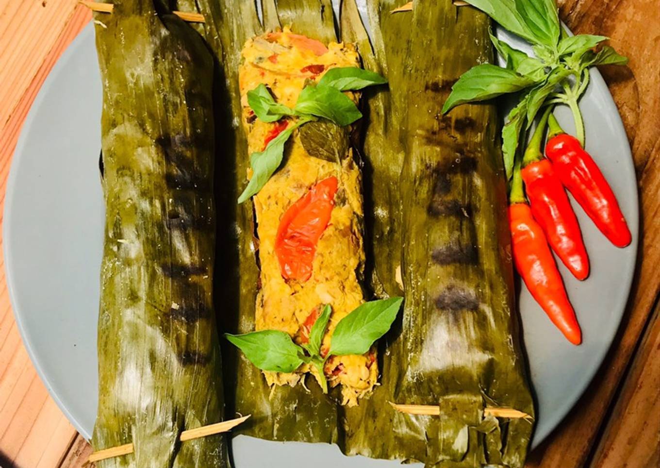 Pepes tempe jamur kancing
