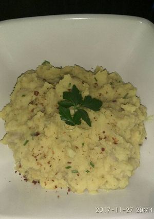 Una foto de Puré de Garbanzos con sofrito de longaniza
