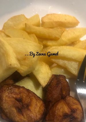 A picture of Fried Yam, Plantain And Potatoes.
