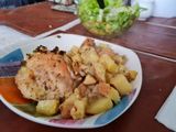 Pollo a la mostaza con papas al horno🍗