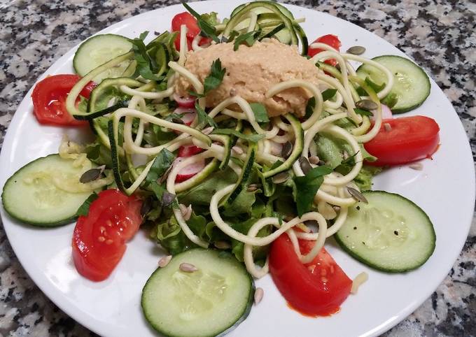 Étapes pour Préparer  Super Rapide Fait Maison Salade maraîchère et houmous